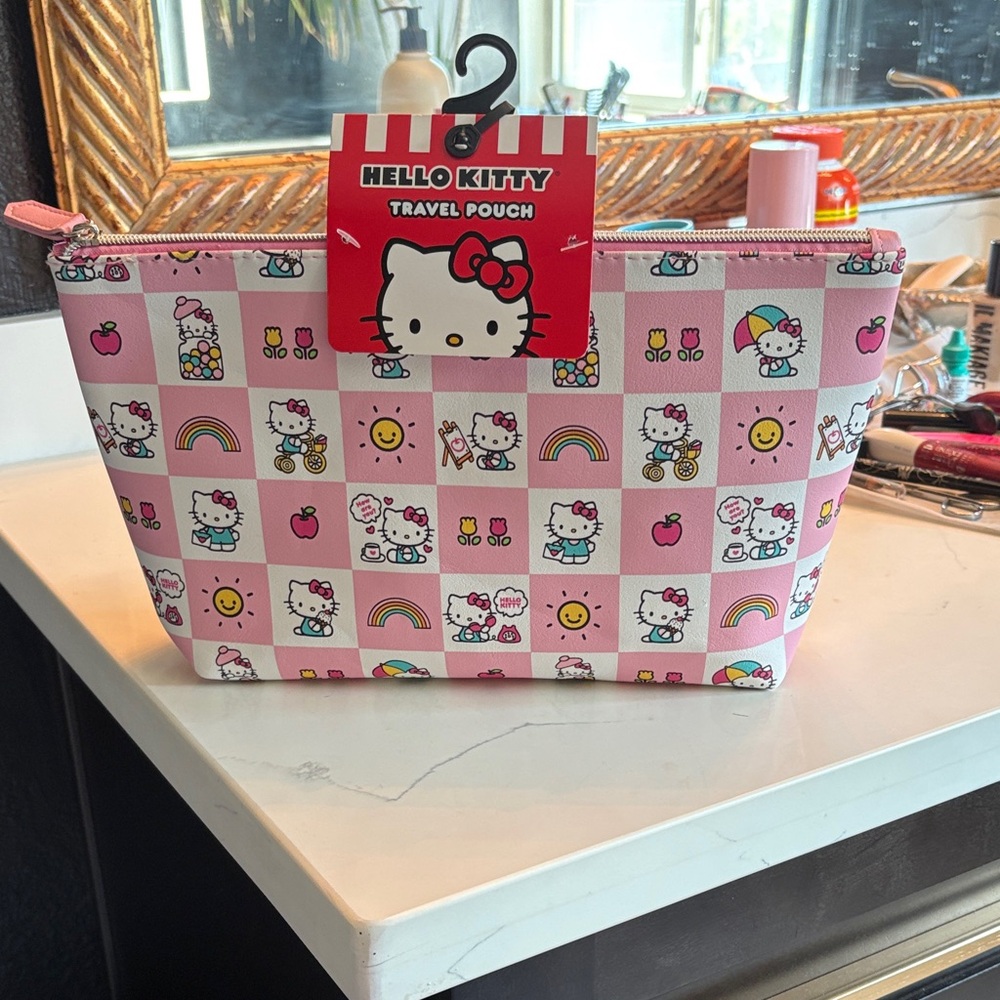 Hello Kitty Pink and White kids teenager Pouch travel makeup storage bag